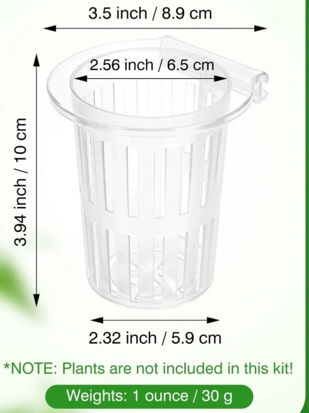 Clear Hydroponic Net Pots with Suction Clips - Set